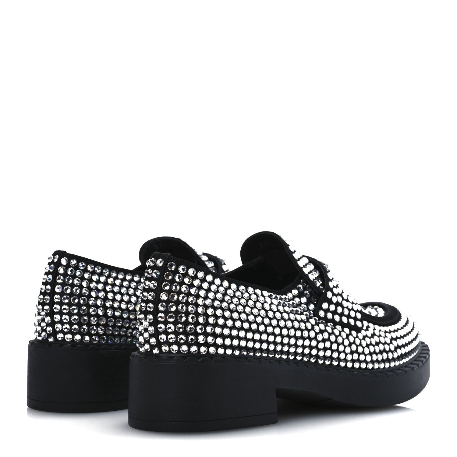 Prada Satin Crystal Metal Triangle Logo 50mm Loafers 37.5 Cristal 5 of 11