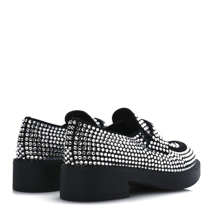 Prada Satin Crystal Metal Triangle Logo 50mm Loafers 37.5 Cristal 5 of 11
