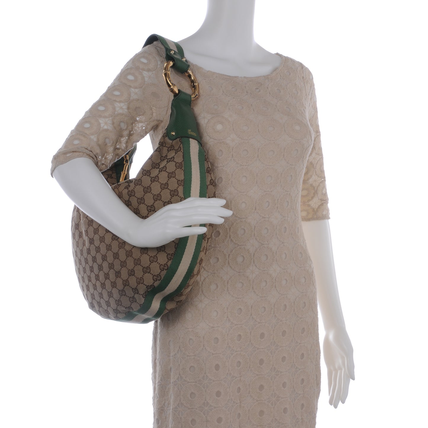 Monogram Web Bamboo Ring Hobo Green