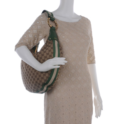 Gucci Monogram Web Bamboo Ring Hobo Green 2 of 9
