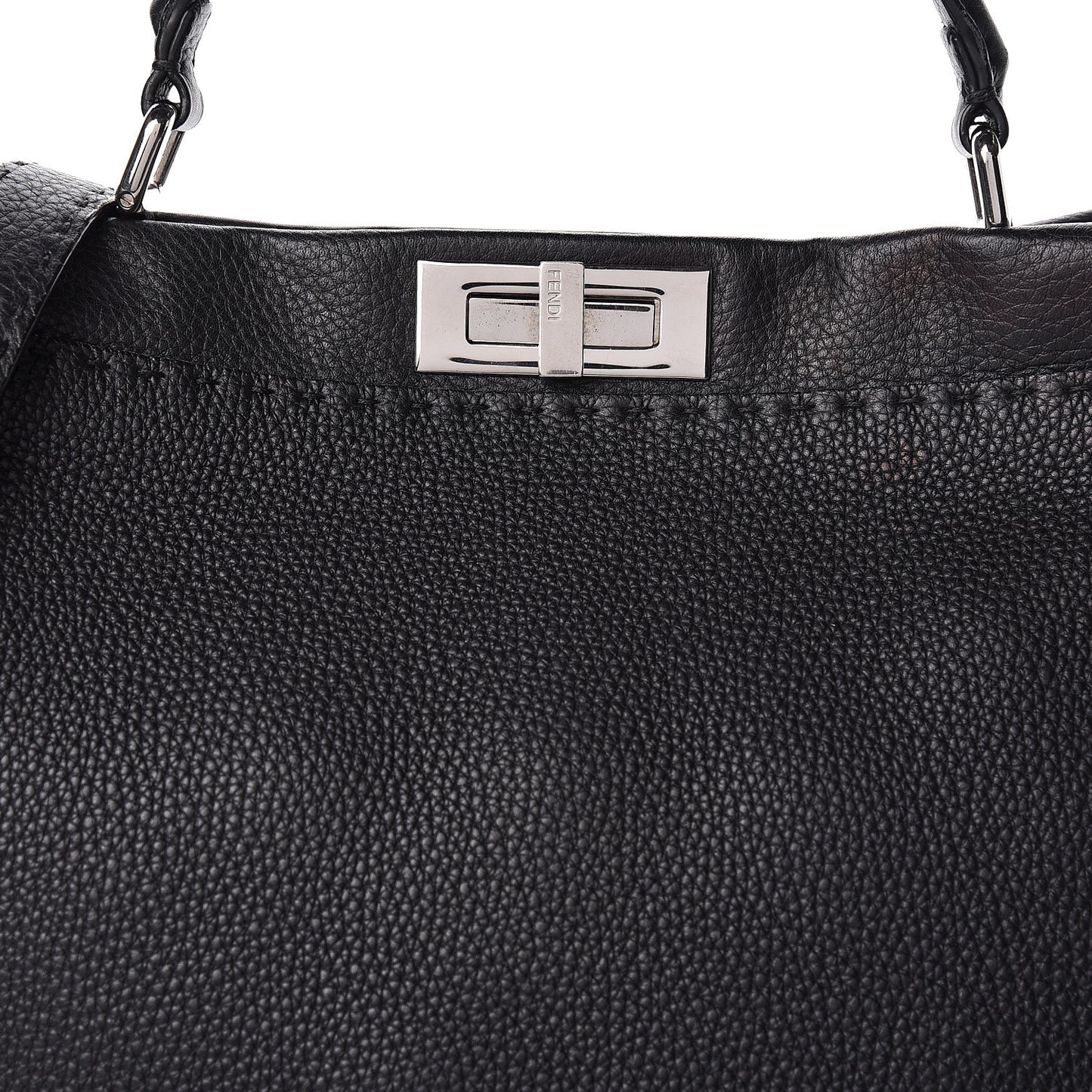 Cuoio Romano Selleria Bi-Color Large Peekaboo Iconic Satchel Black Mou