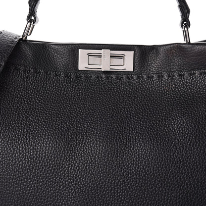 Fendi Cuoio Romano Selleria Bi-Color Large Peekaboo Iconic Satchel Black Mou 9 of 15