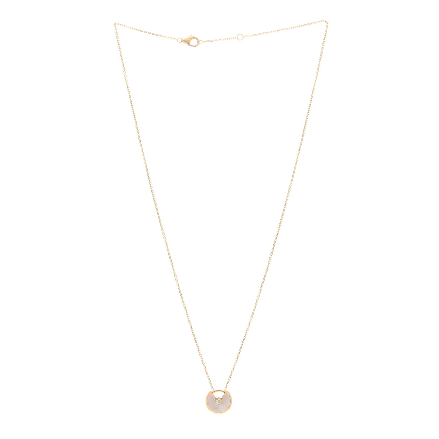 18K Yellow Gold Diamond Mother of Pearl XS Amulette de Cartier Pendant Necklace