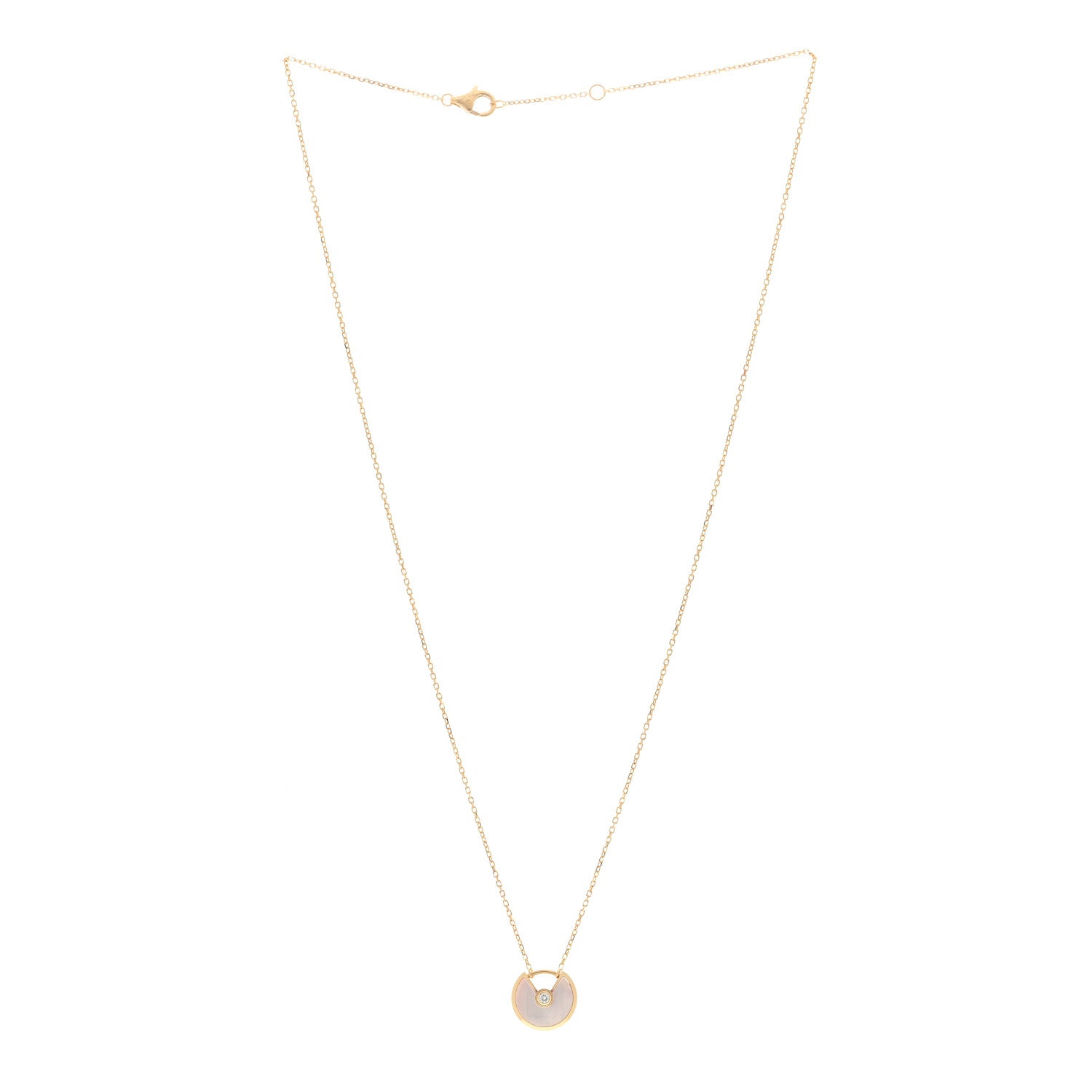 Cartier 18K Yellow Gold Diamond Mother of Pearl XS Amulette de Cartier Pendant Necklace 2 of 4