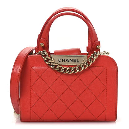 Chanel Grained Calfskin Stitched Mini Label Click Shopper Tote Red 1 of 14