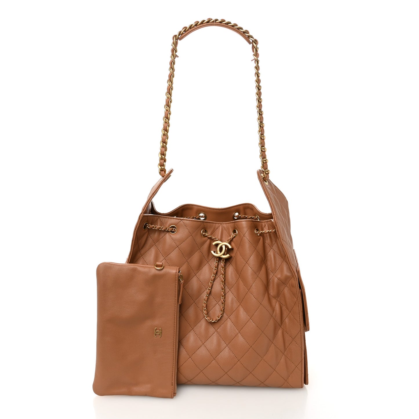 Caviar Quilted Medium Chanel 25 Handbag Brown