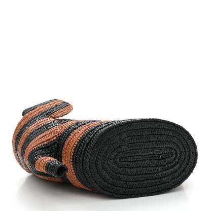 Loewe X Paulas Ibiza Raffia Striped Small Elephant Basket Tote Bag Honey Gold Black 4 of 10