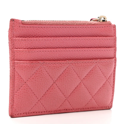 Chanel Caviar Quilted CC Zip Card Holder Pink 3 of 10