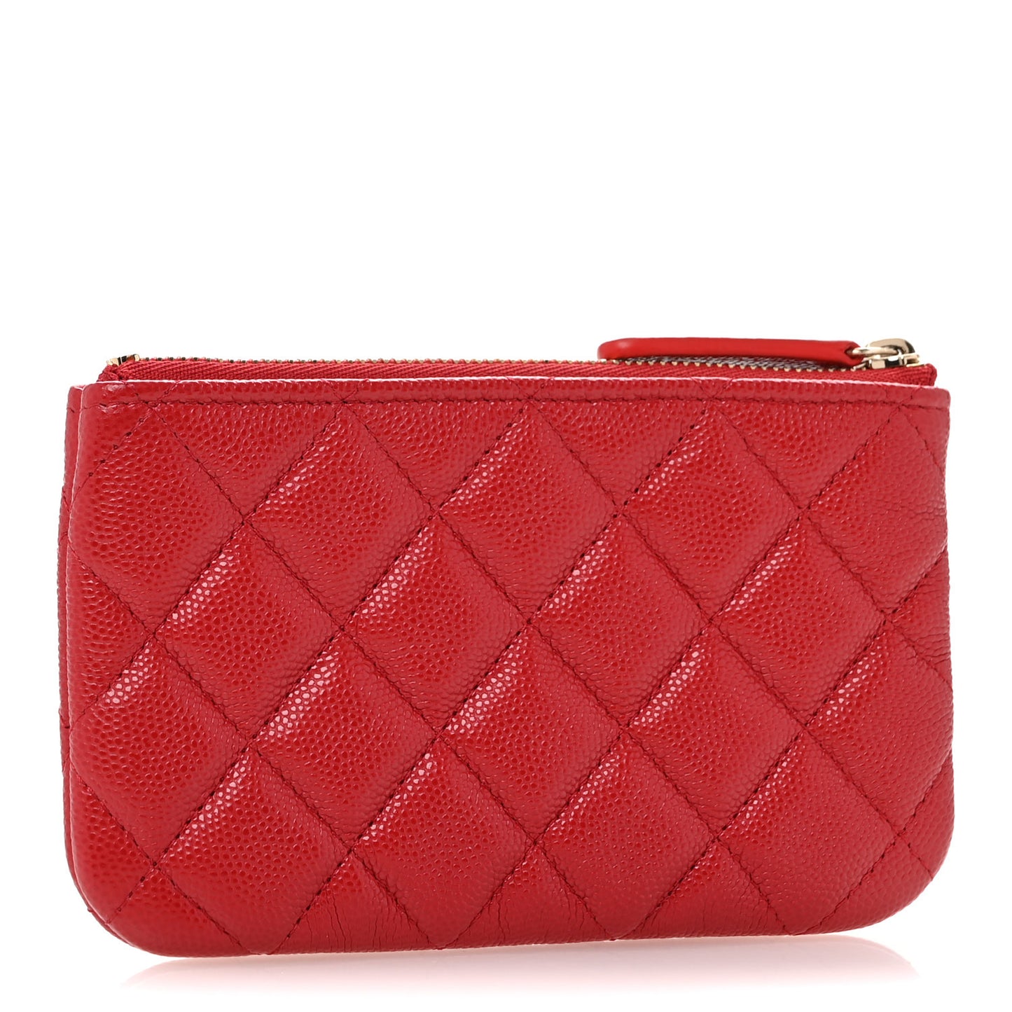 Caviar Quilted Small Cosmetic Case Red