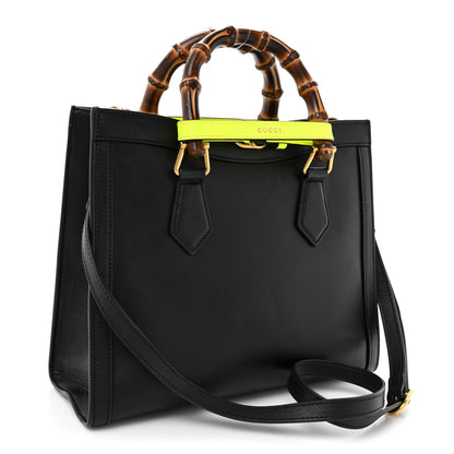 Gucci Calfskin Small Diana Tote Bag Black Yellow Fluo 3 of 19