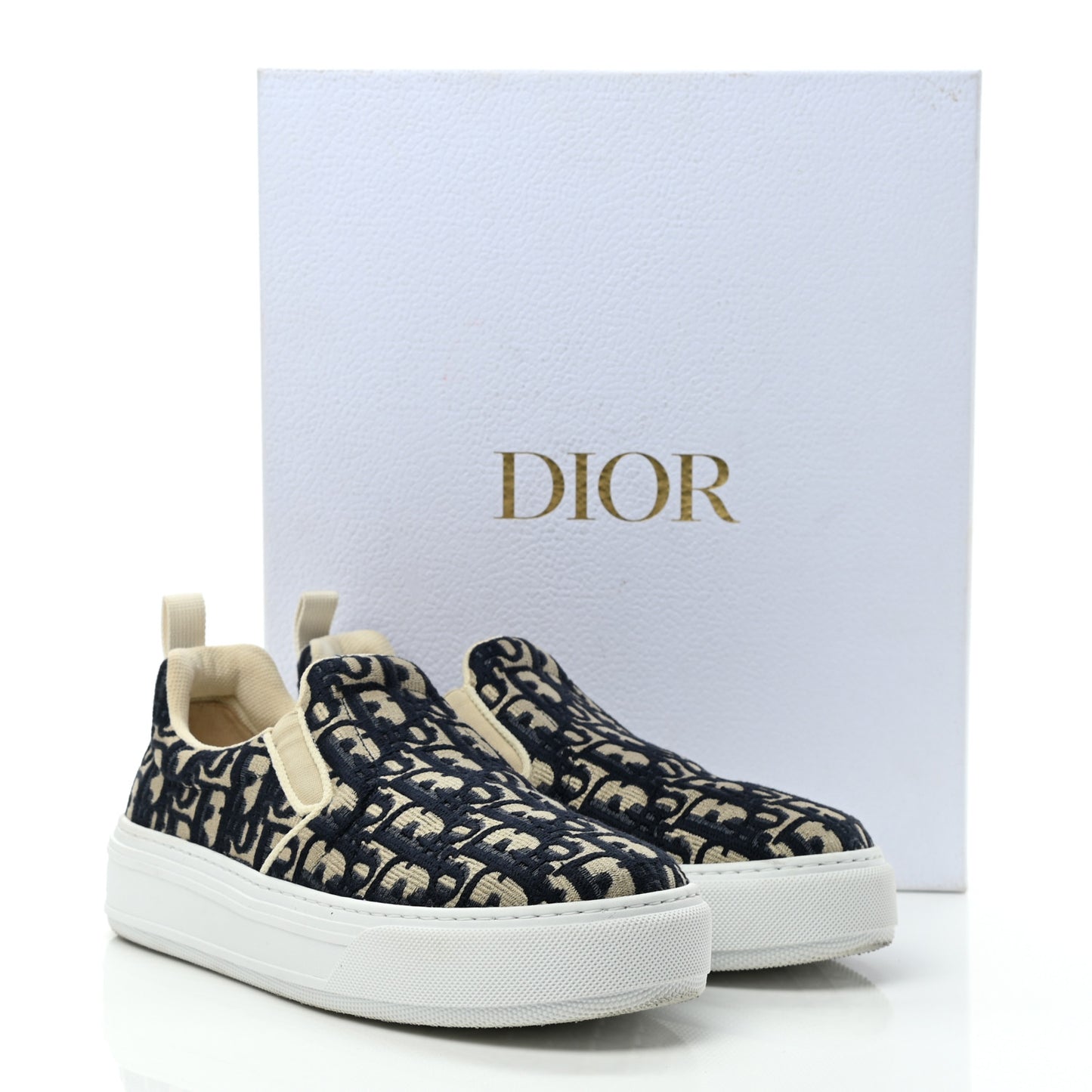 Canvas Oblique Embroidered Womens Solar Slip On Sneakers 39.5 Deep Blue