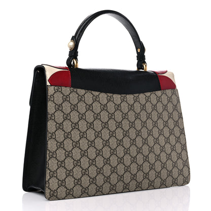 Gucci GG Supreme Monogram Goatskin Pearl Embroidered Medium Fox Broche Top Handle Bag Beige Ebony Black Hibiscus Red Mystic White 3 of 19