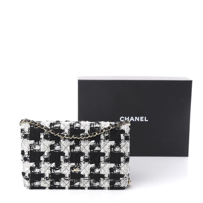 Chanel Tweed Quilted Wallet On Chain WOC Black Ecru White 11 of 11