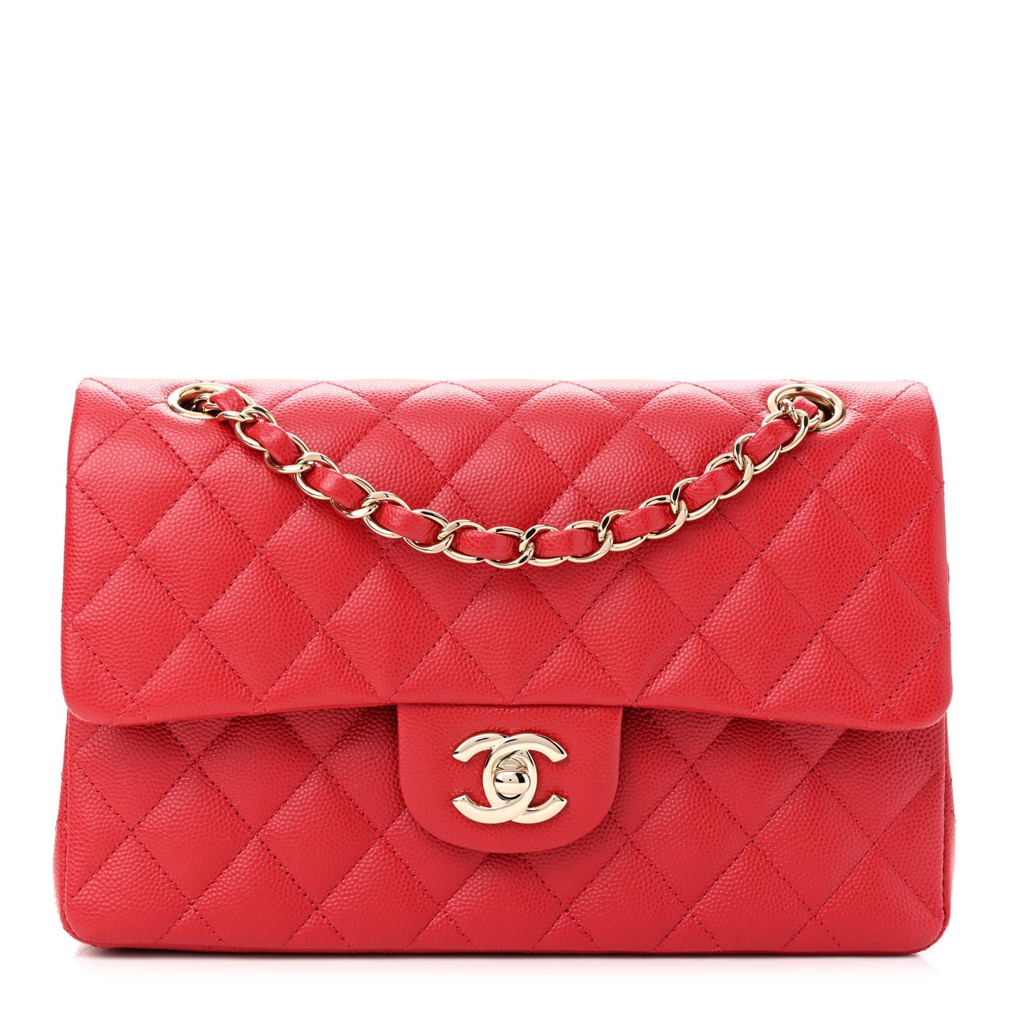 Caviar Quilted Small Double Flap Red