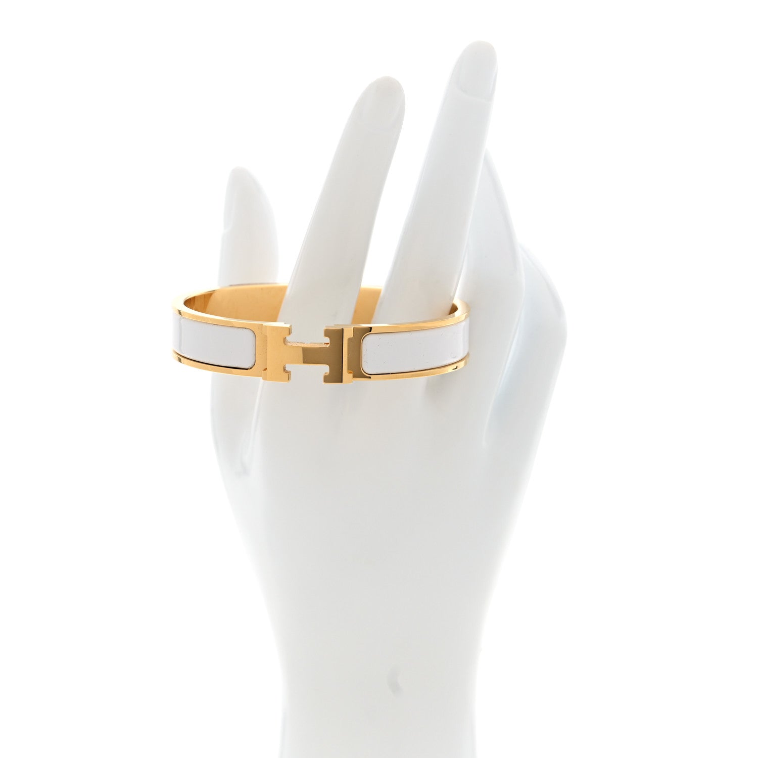 Hermes Enamel Narrow Clic Clac H Bracelet GM White 2 of 5