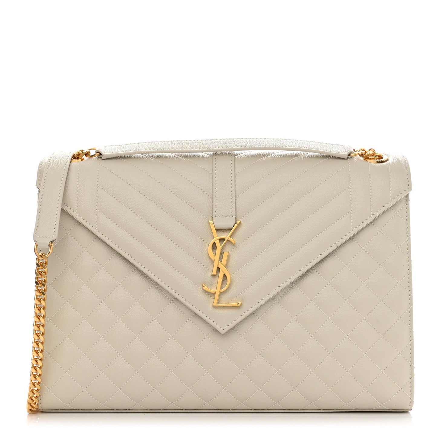 Grain De Poudre Mixed Matelasse Large Triquilt Monogram Satchel Porcellana