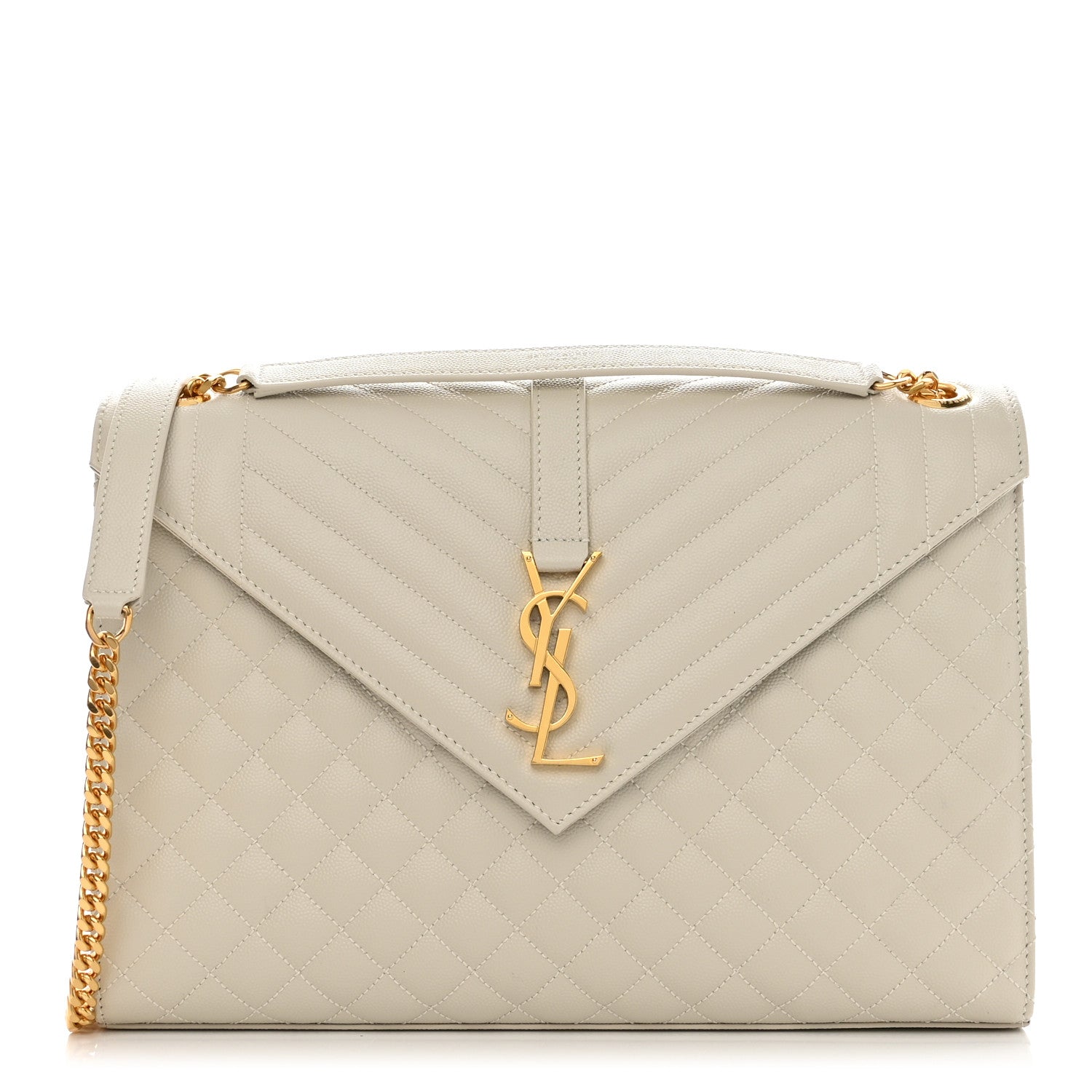 Saint Laurent Grain De Poudre Mixed Matelasse Large Triquilt Monogram Satchel Porcellana 1 of 7