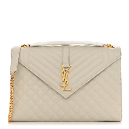 Saint Laurent Grain De Poudre Mixed Matelasse Large Triquilt Monogram Satchel Porcellana 1 of 7