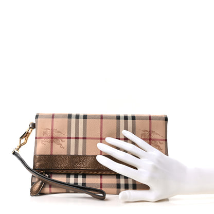 Burberry Haymarket Check Metallic Adeline Foldover Clutch Brown 2 of 10