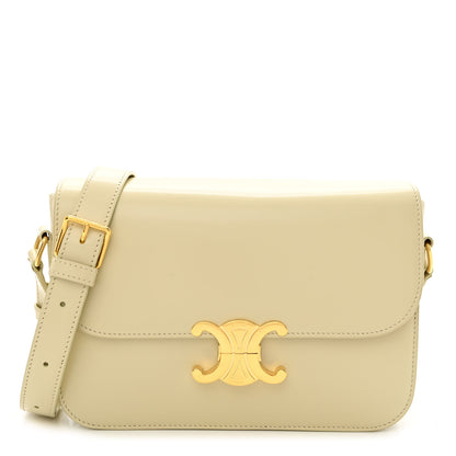 Celine Shiny Calfskin Medium Triomphe Limestone 1 of 12