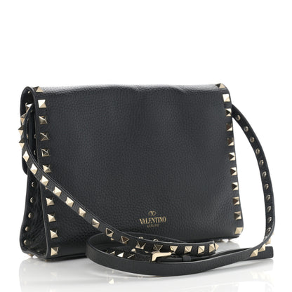 Valentino Garavani Pebbled Calfskin Medium Rockstud Flip Lock Crossbody Bag Black 3 of 10