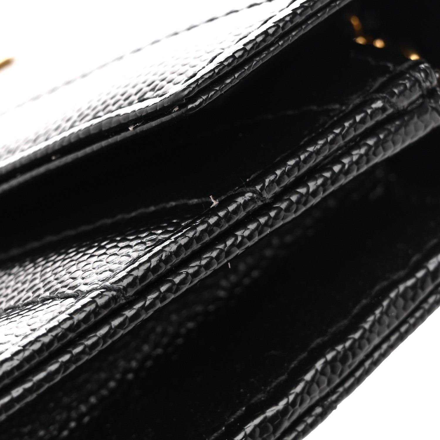Saint Laurent Grain De Poudre Matelasse Chevron Monogram Envelope Chain Wallet Black 13 of 14