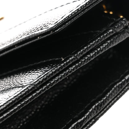 Saint Laurent Grain De Poudre Matelasse Chevron Monogram Envelope Chain Wallet Black 13 of 14