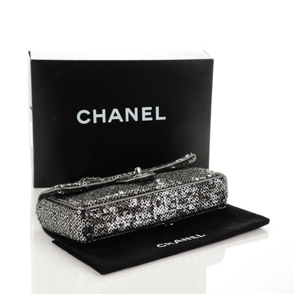 Chanel Sequin East West Flap Dark Silver 4 of 7