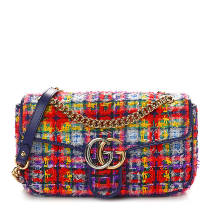 Gucci Tweed Calfskin Small GG Marmont Shoulder Bag Multicolor 1 of 10
