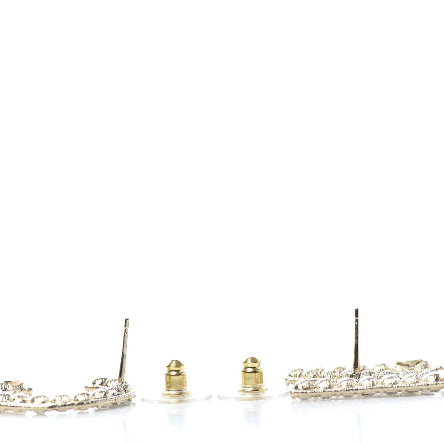 Crystal Cha-Nel Logo Drop Earrings Gold