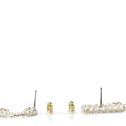 Chanel Crystal Cha-Nel Logo Drop Earrings Gold 3 of 4