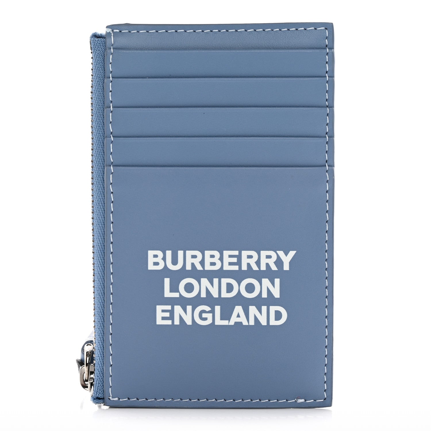 Burberry Calfskin London England Print Logo Card Holder Light Blue 1 of 7