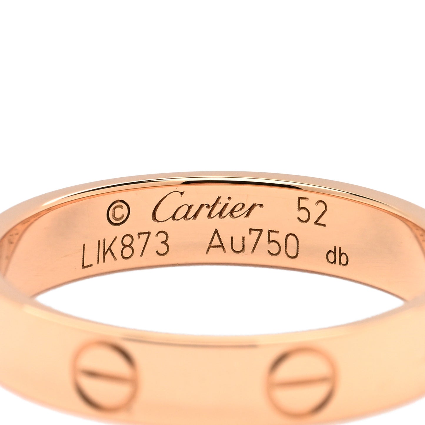 18K Pink Gold 3.5mm LOVE Wedding Band Ring 52 6