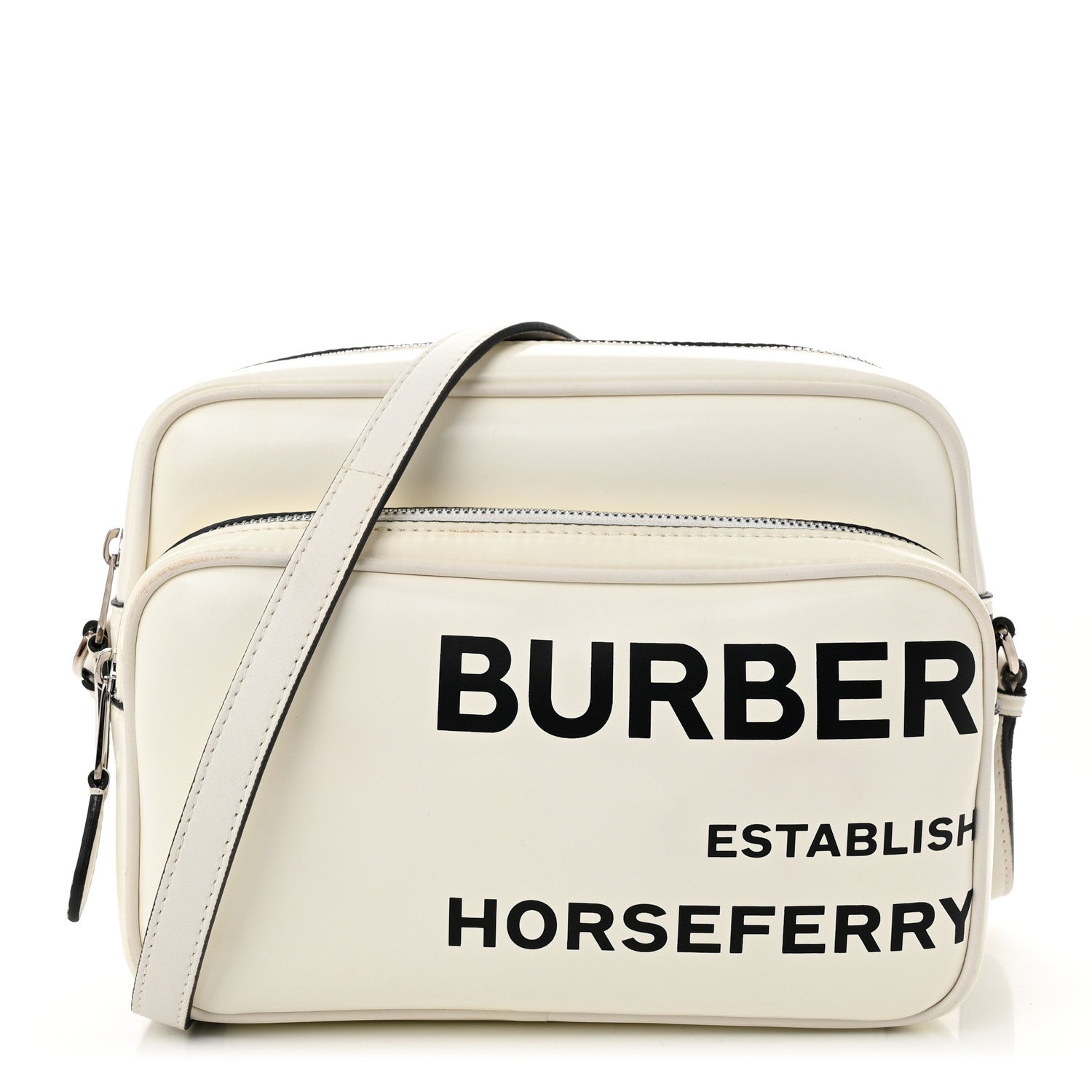 Burberry Coated Canvas Horseferry Print Medium Camera Bag White 1 of 10