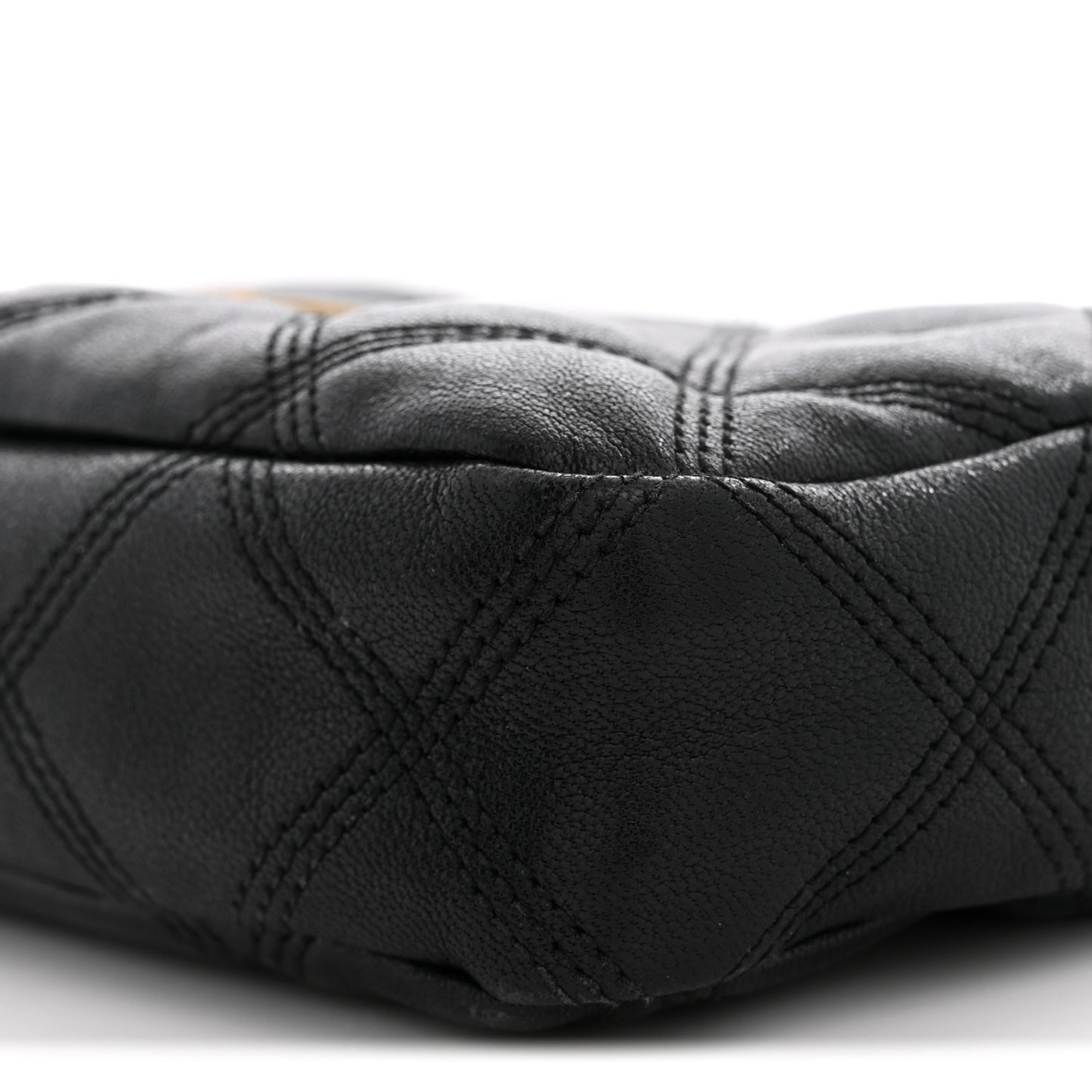 Grained Lambskin Quilted Mini Becky Double Zip Bag Black