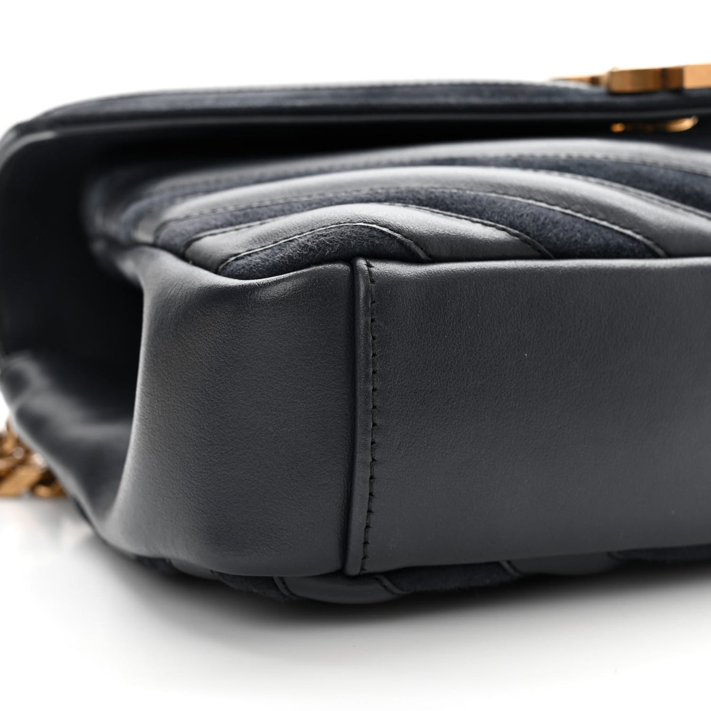 Calfskin Suede Matelasse Chevron Monogram Medium College Bag Marine