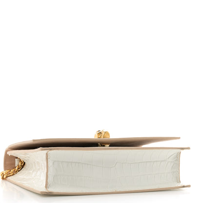 Alexander McQueen Calfskin Crocodile Embossed Skull Mini Crossbody Bag White 4 of 11