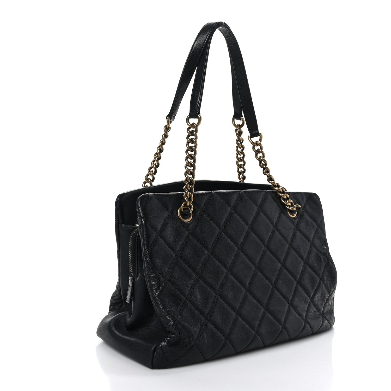 Chanel Calfskin Quilted Small CC Crown Tote Black 2 of 9