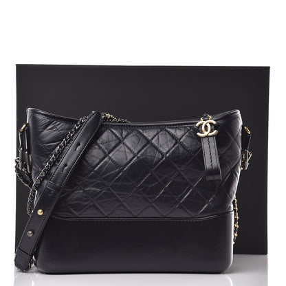 Chanel Aged Calfskin Quilted Medium Gabrielle Hobo Dark Navy Blue 10 of 10