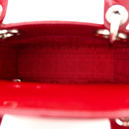 Christian Dior Patent Cannage Mini Lady Dior Red 5 of 10