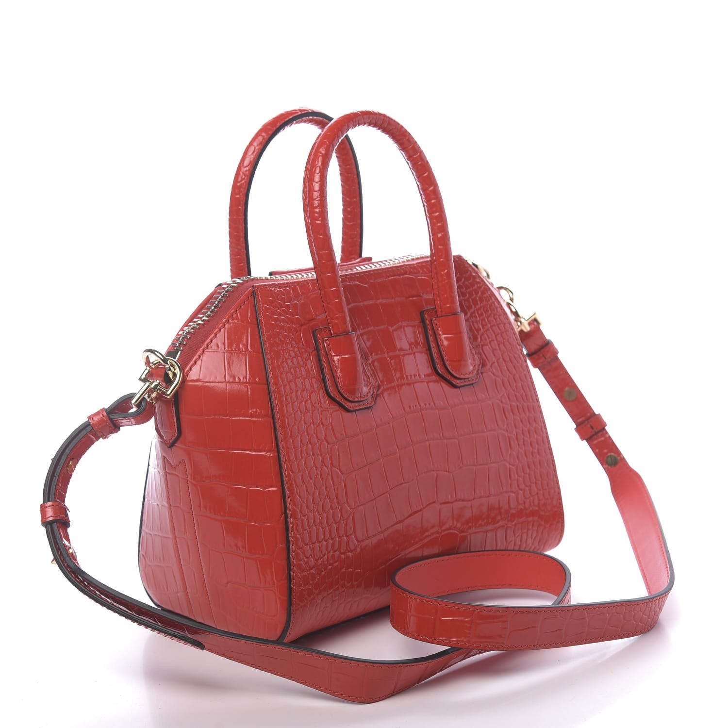 Givenchy Calfskin Crocodile Embossed Mini Antigona Red 4 of 11