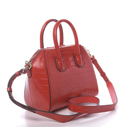 Givenchy Calfskin Crocodile Embossed Mini Antigona Red 4 of 11