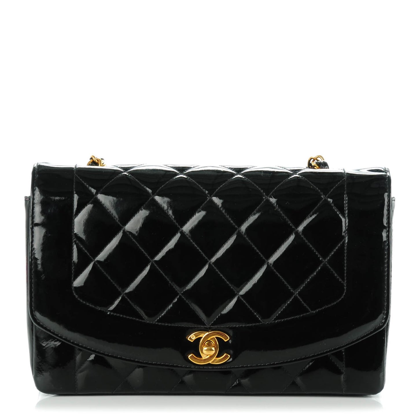 Patent Medium Single Flap Black