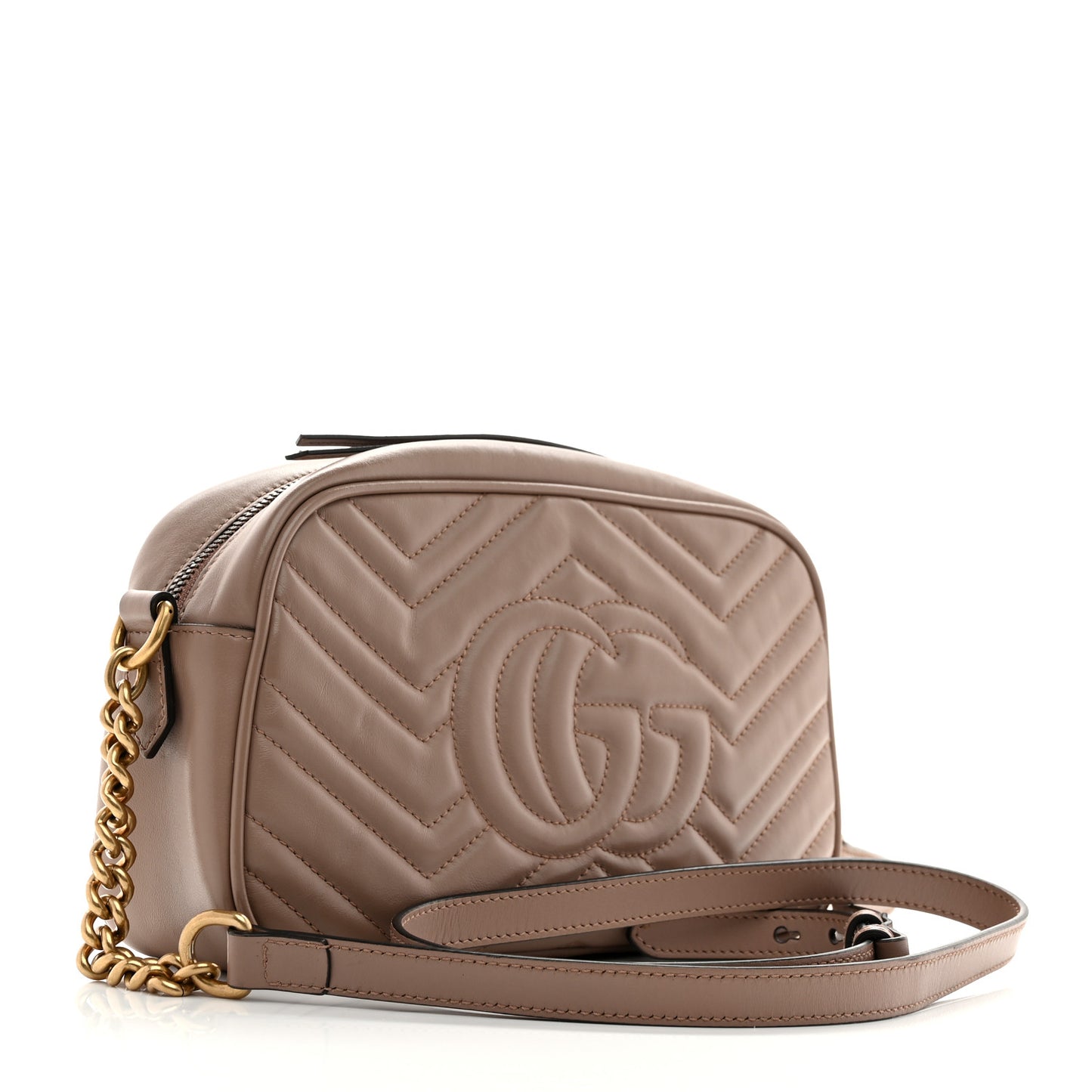 Calfskin Matelasse Small GG Marmont Chain Shoulder Bag Porcelain Rose