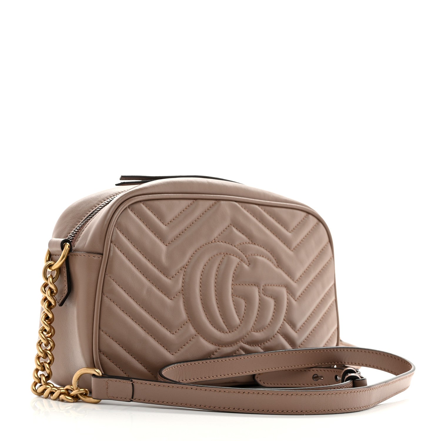 Gucci Calfskin Matelasse Small GG Marmont Chain Shoulder Bag Porcelain Rose 3 of 11