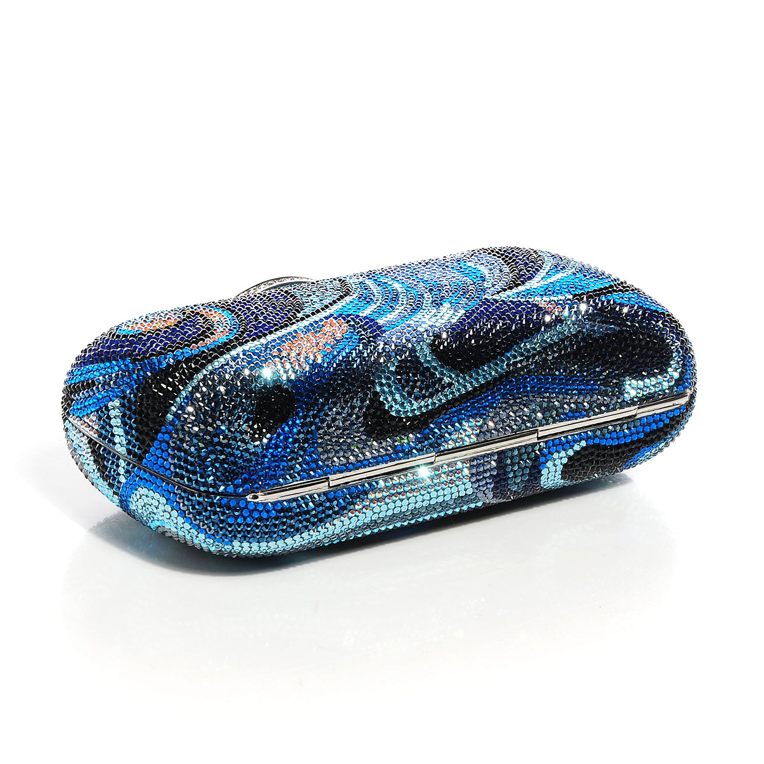 Judith Leiber Swarovski Crystal New Soap Dish Clutch Indigo 4 of 6
