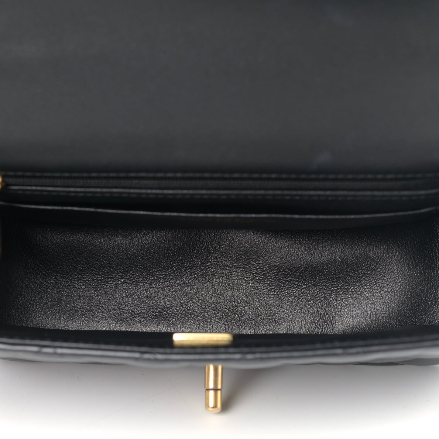 Lambskin Quilted Mini Top Handle Rectangular Flap Black