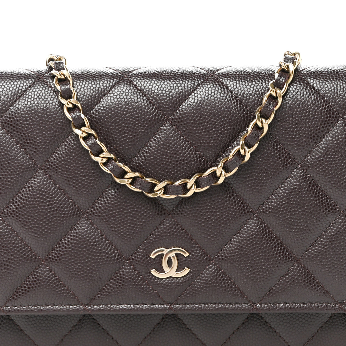 Caviar Quilted Wallet on Chain WOC Purple