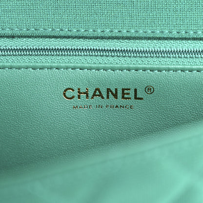 Chanel Wool Jersey Quilted Flap Clutch Green 6 of 7