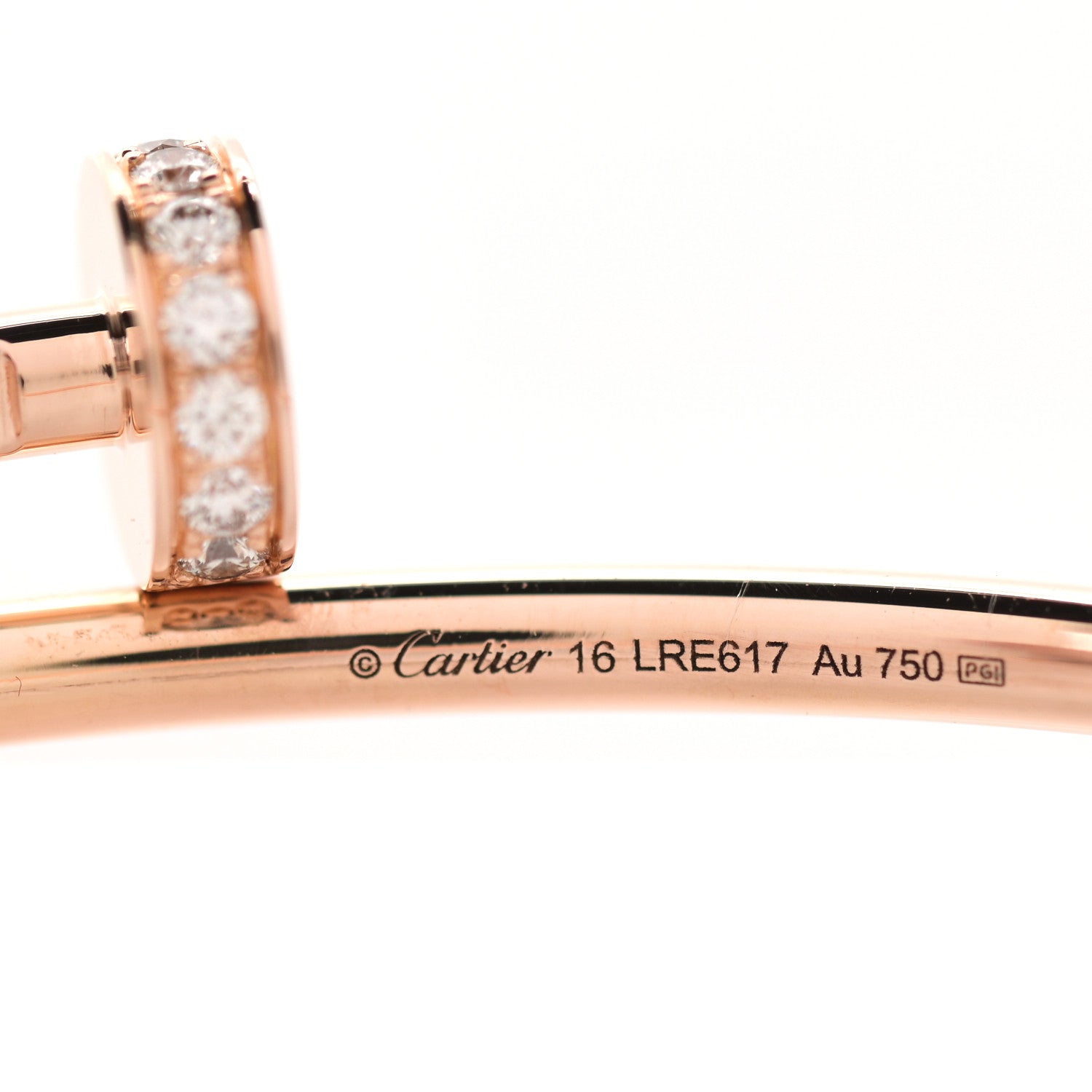Cartier 18K Pink Gold Diamond Small Juste Un Clou Bracelet 16 4 of 5